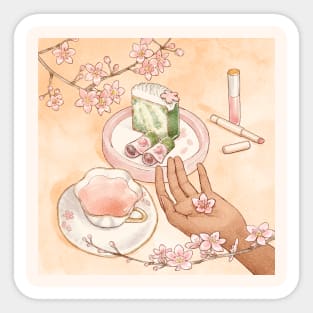 Cherry Blossom Tea Time Sticker